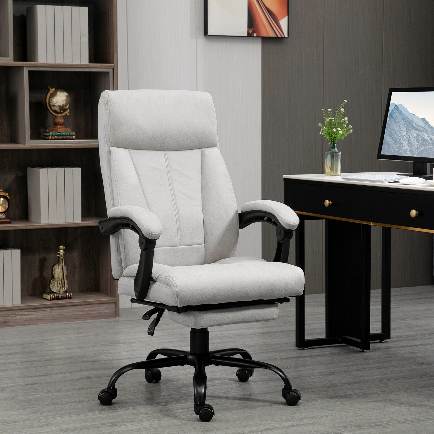 Massage-Bürostuhl Bürostuhl Computerstuhl, Lendenheizung, Neigungsfunktion, Hellgrau