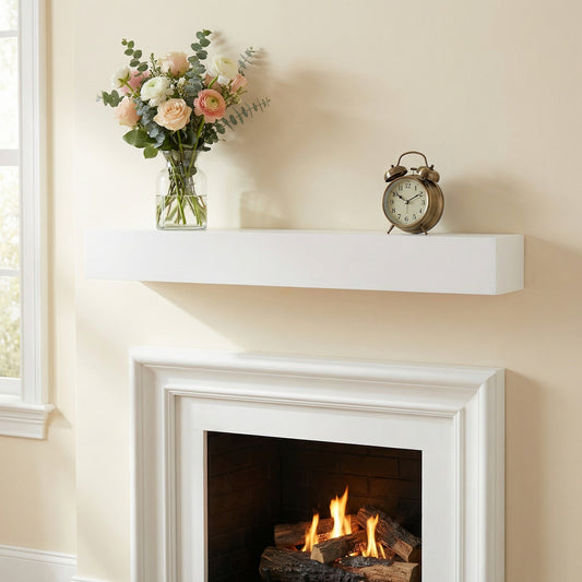 60   Paulownia Fireplace Mantel Solid Wood Wall-Mounted & Floating Shelf For Home Decor