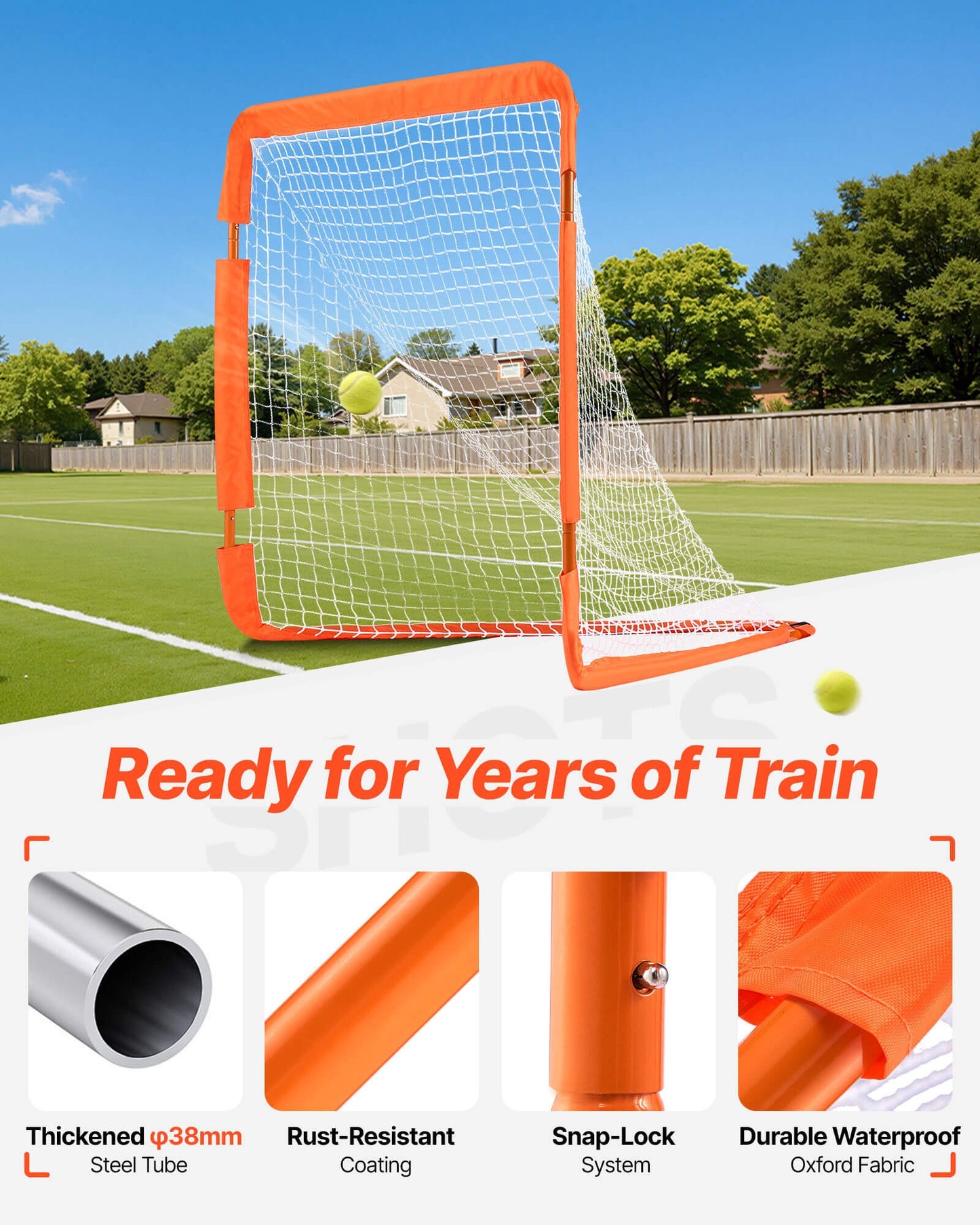 Lacrosse Goal, 4' X 4' Small Kids Lacrosse Net, Folding Portable Lacrosse Goal With Carry Bag, Iron Frame Backyard Training Equipment, Quick & Easy Setup, Perfect For Youth Training, Orange