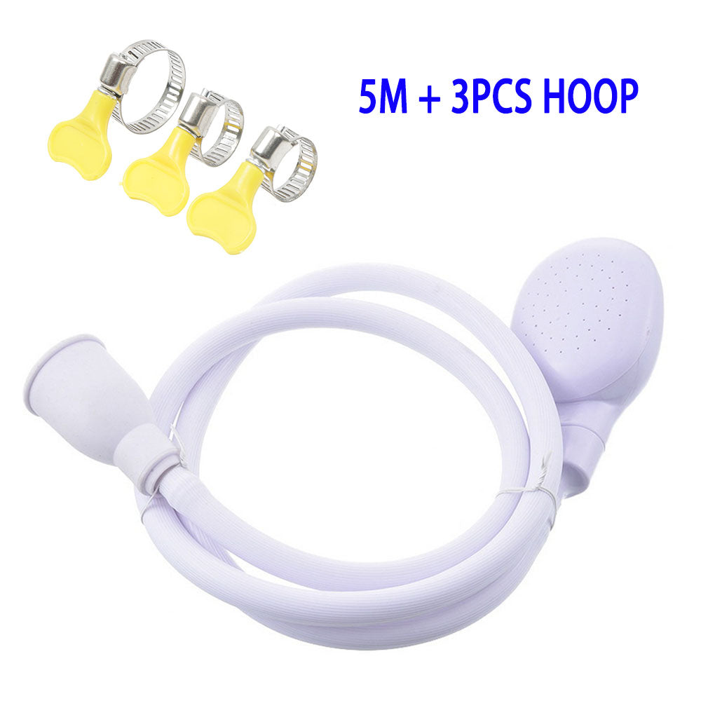 5m Push-On Spray Shower Head Bath Sink Tap Attachment Hose Soft Tube Pet Kids