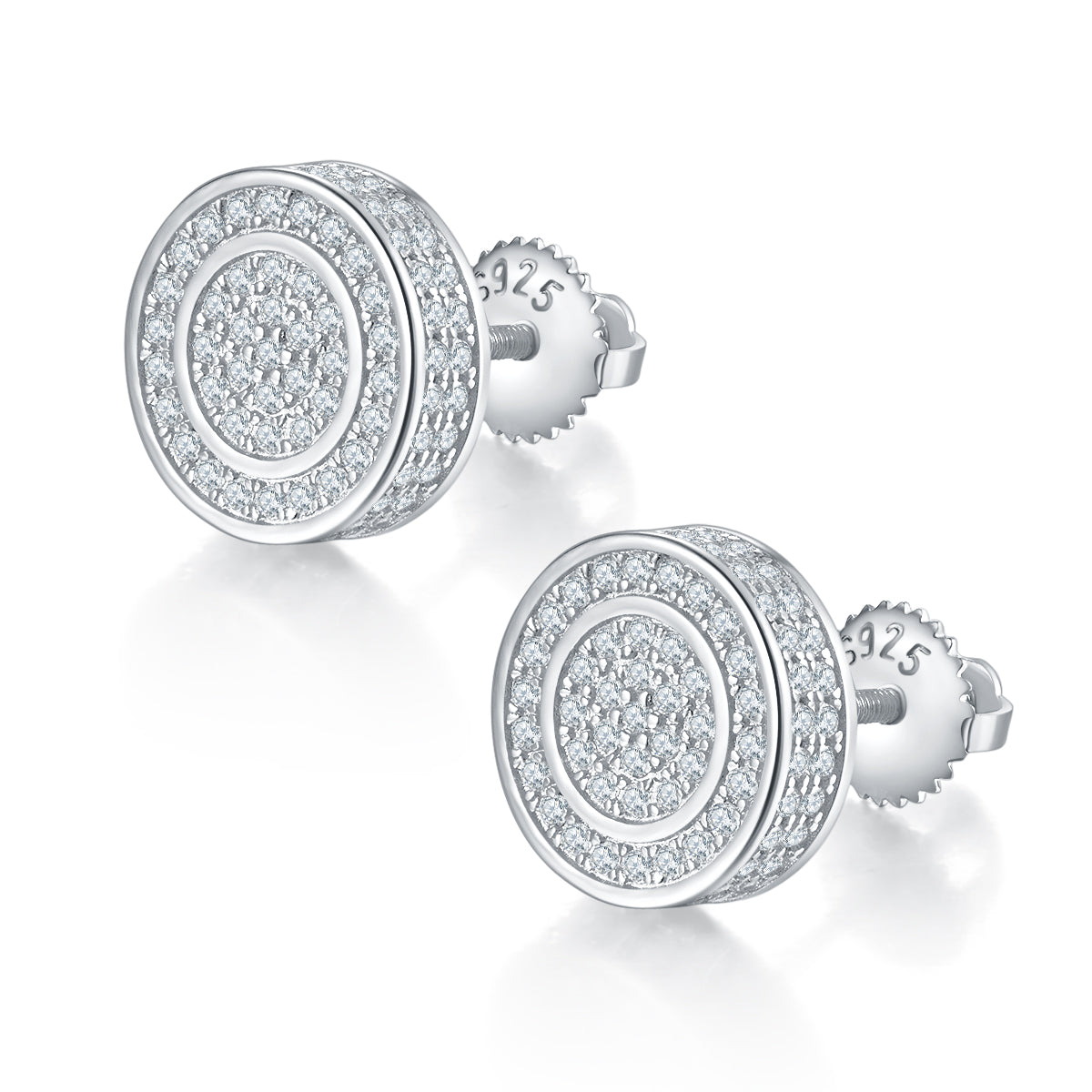 S925 Sterling Silver 190pcs D Color VVS1 Moissanite Double Halo Stud Earrings 10.8mm Screw Back Hypoallergenic GRA Certified Gift Box