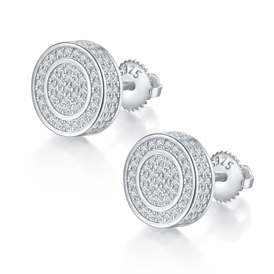 S925 Sterling Silver 190pcs D Color VVS1 Moissanite Double Halo Stud Earrings 10.8mm Screw Back Hypoallergenic GRA Certified Gift Box