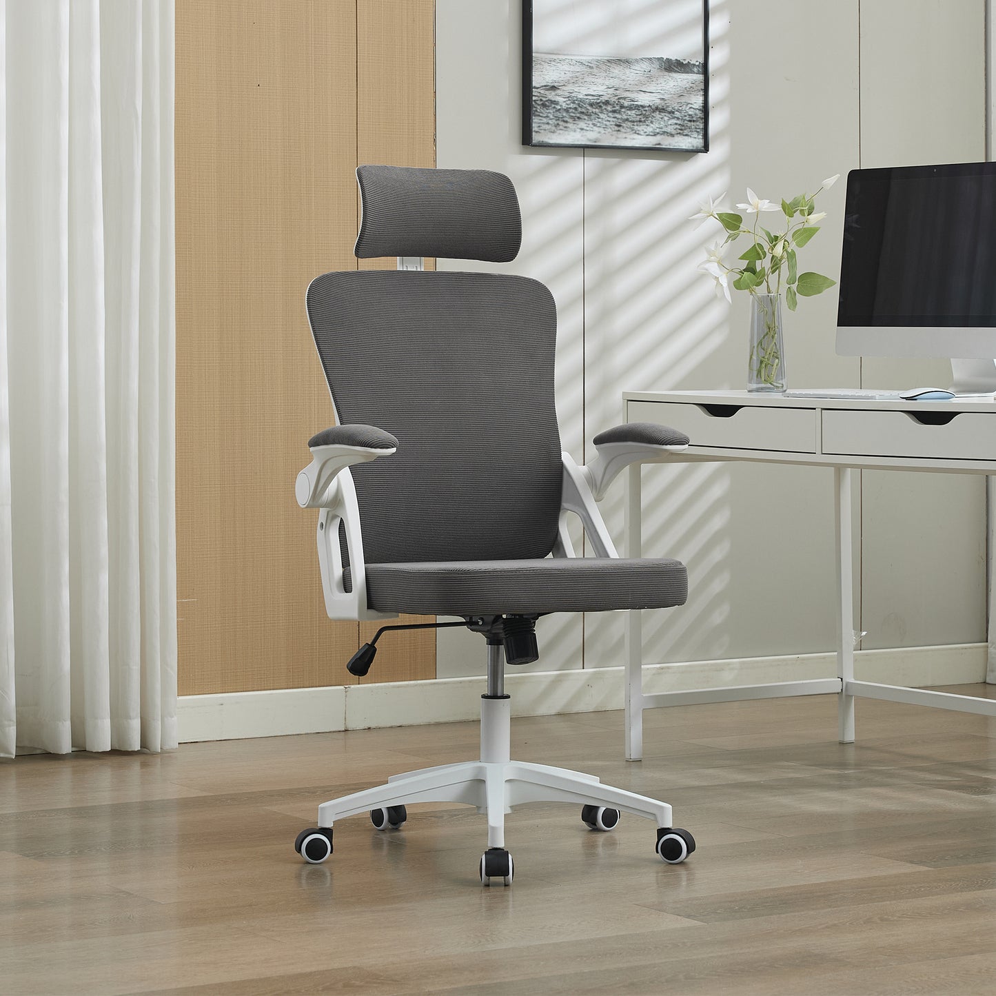 Ergonomic Mesh Office Chair With Adjustable Lumbar Support And Headrest - High-Back Executive Desk Chair For Home Office