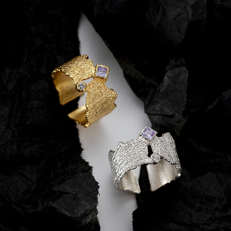Korean-style Niche Luxury S925 Sterling Silver Ring With Diamonds