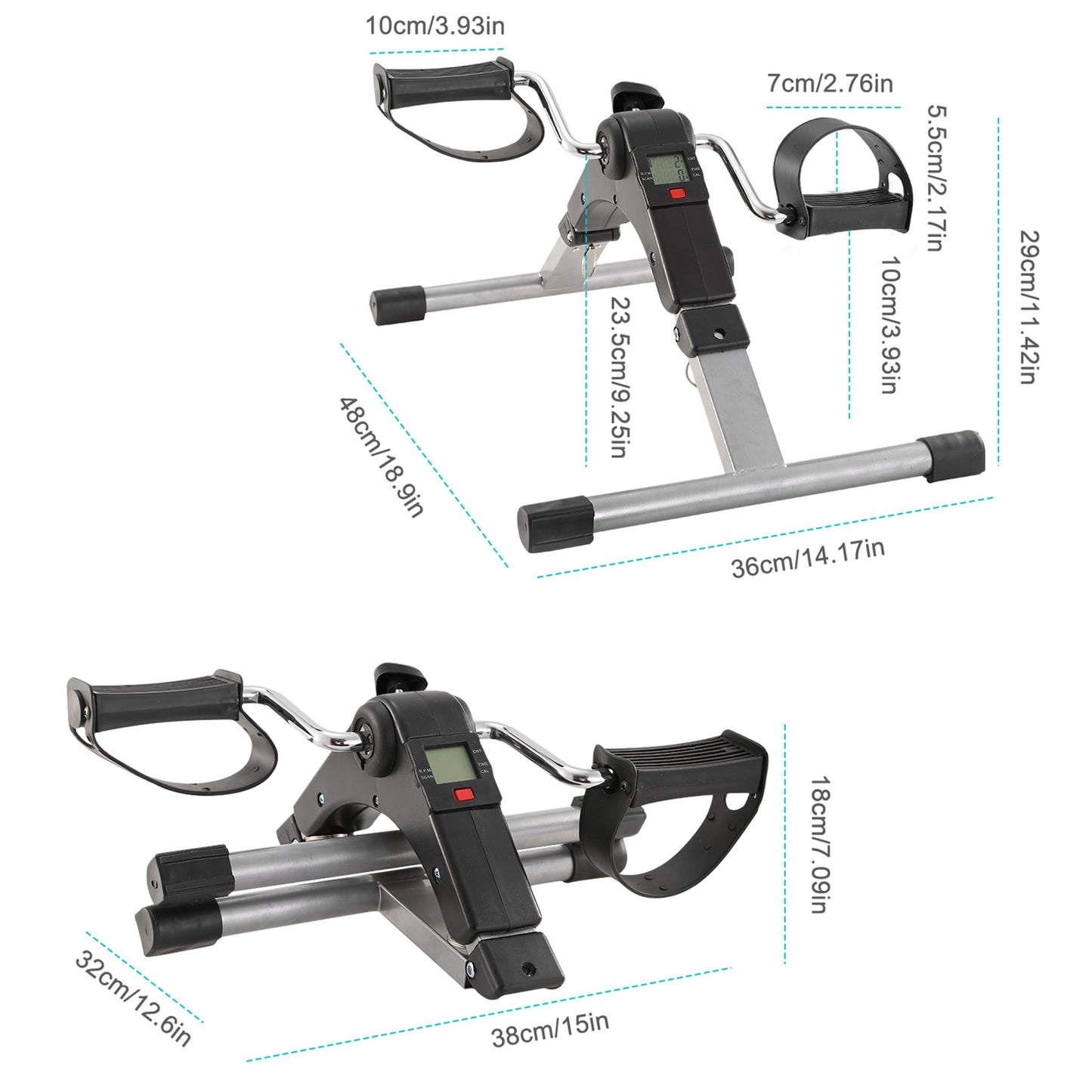 1Pc Foldable Exercise Bike Pedal Fitness Exerciser Cycle Bike  LCD Display Mini Pedal Exerciser For Leg Arm Physical Therapy Home Office Gym