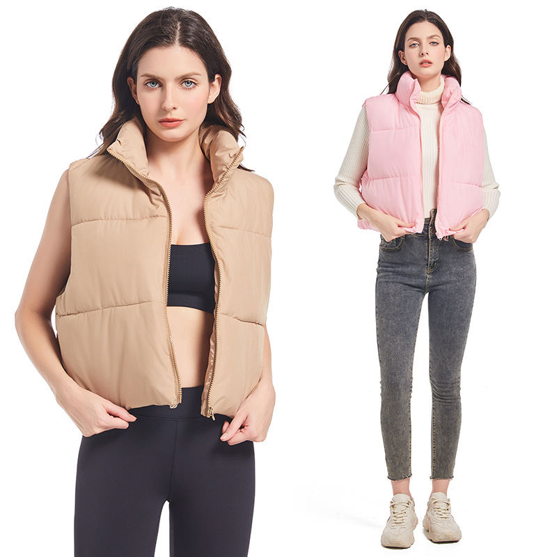 Loose Stylish Korean-style Slimming Short Vest With A Stand-up Collar