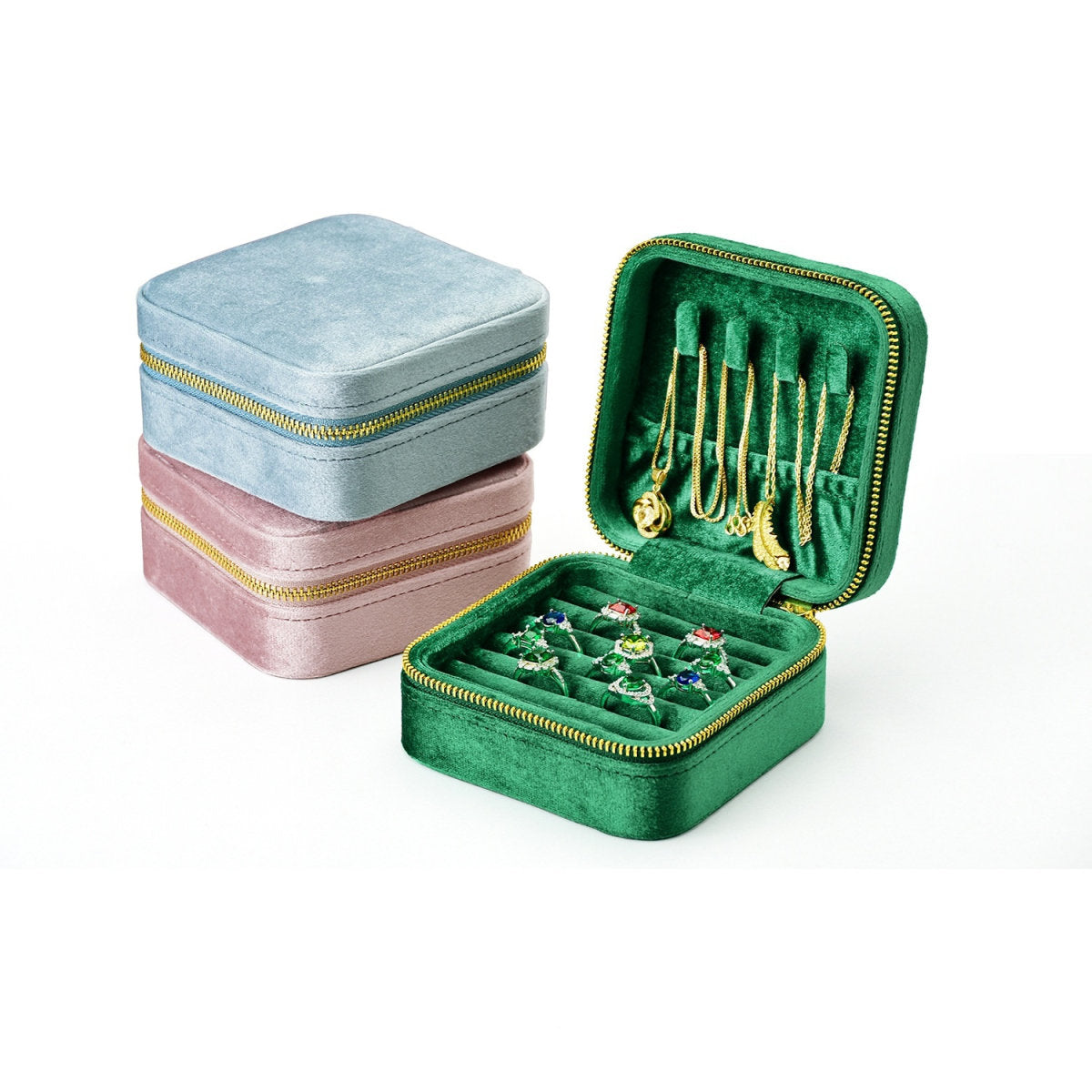 Portable Velvet Premium Ring And Necklace Storage Box