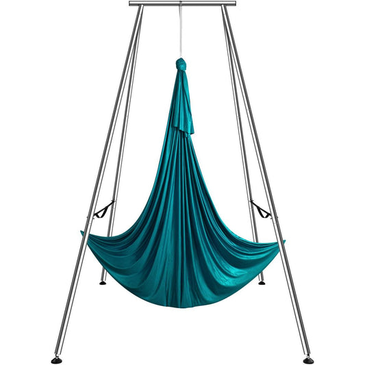 Aerial Yoga Hängematte Mit Yogarahmen 6 X 2,6 M, Grün Yoga Swing Air Fliegen, Yoga-Schaukel Hammock Swing 250 Kg Max. Tragfähigkeit, Inkl. Yoga-Socken & Fußpolster, Anti-Gravity-Übungen