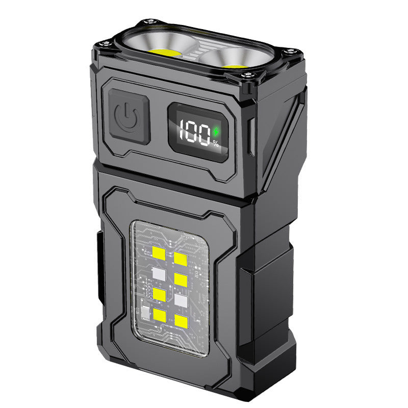 Keychain Light Type-C Charging Outdoor Highlight Lock And Load Spray Dual Light Source Strong Light Mini Flashlight