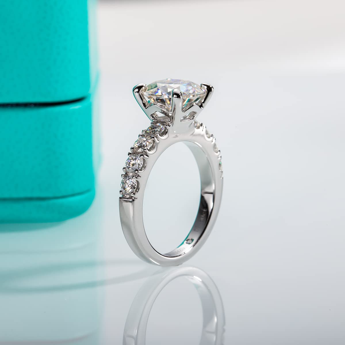 Moissanite Engagement Ring, Total 4.3cttw D Color 925 Sterling Silver Promise Anniversary Rings For Women,Elegant Gift Packed