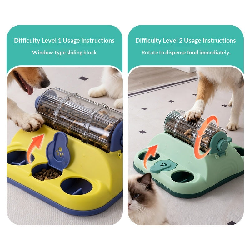 Pet Toy Food-dispensing Cat Slow Feeder Rolling Bowl