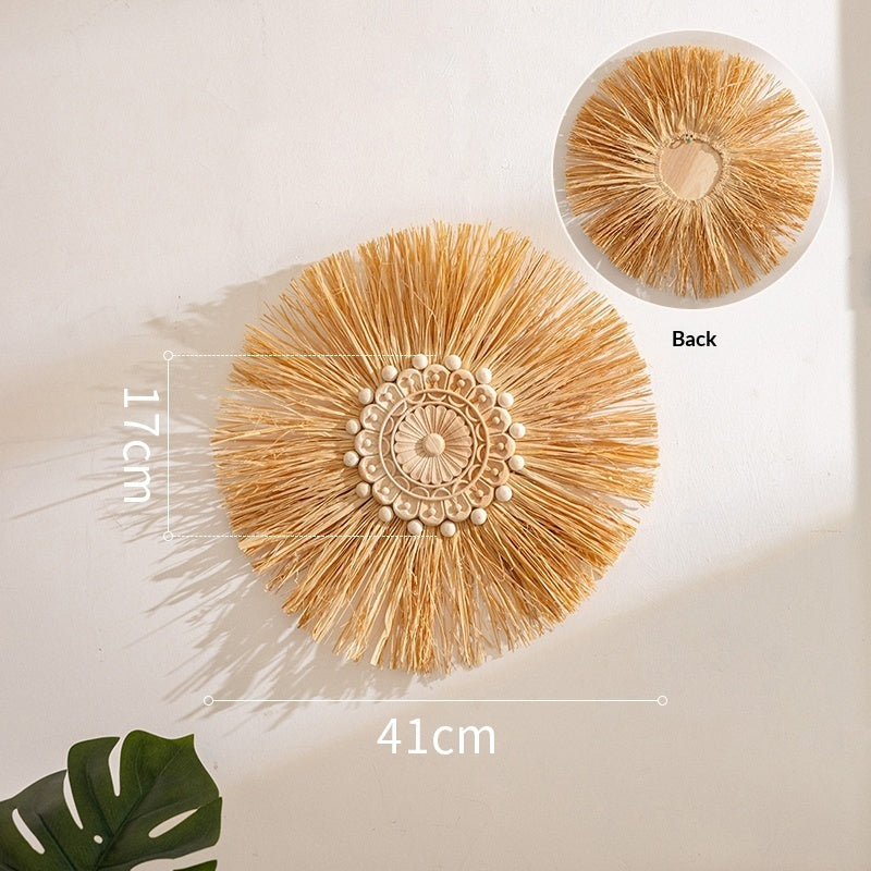 Natural Woven Raffia Decor For Bedroom Background Wall Decoration