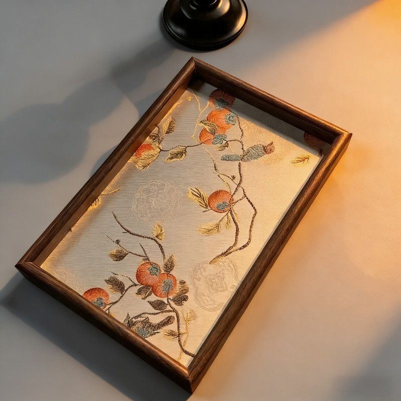 Wealth-Attracting Embroidered Tray Ornament Bedroom Dresser Jewelry Storage Dish