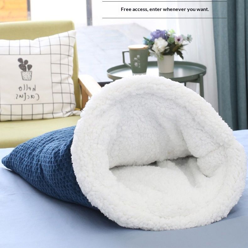 Pet Bed Fleece-Lined Warm And Cozy Cat Bed Cat Sleeping Bag