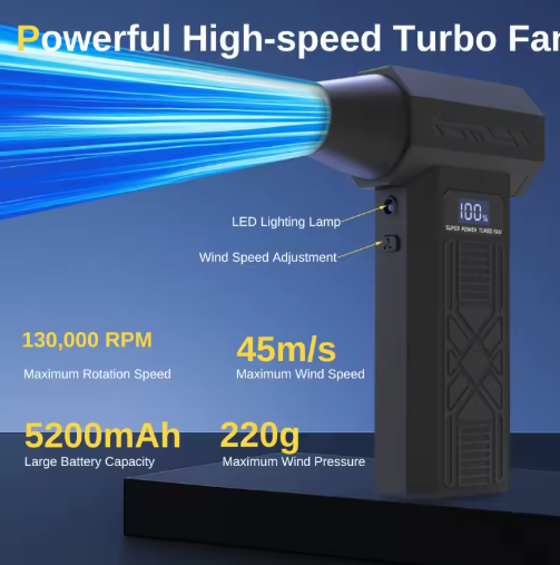 120,000 RPM Electric Turbine Blower, Portable Cordless Hair Dryer, Deep Cleaning Tool For Cars Electronics Home