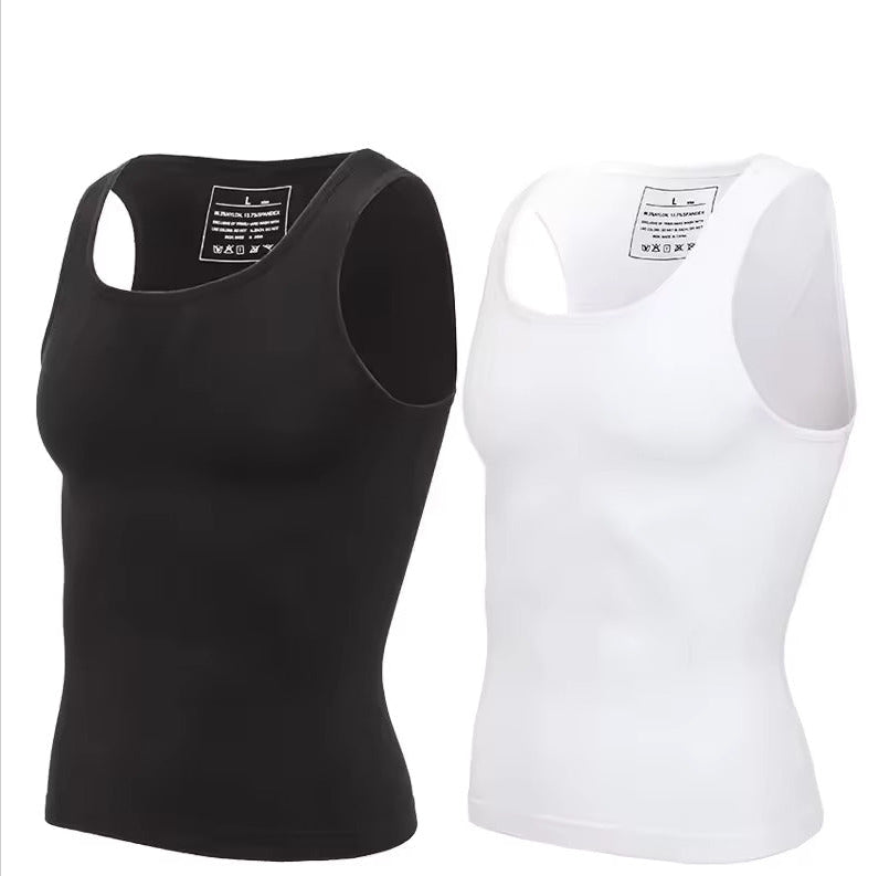 ALSHOW Best Sellers Stretchy Men Vest Pure Cotton Breathable Round Neckline Vest for Men coarse-pitch thread