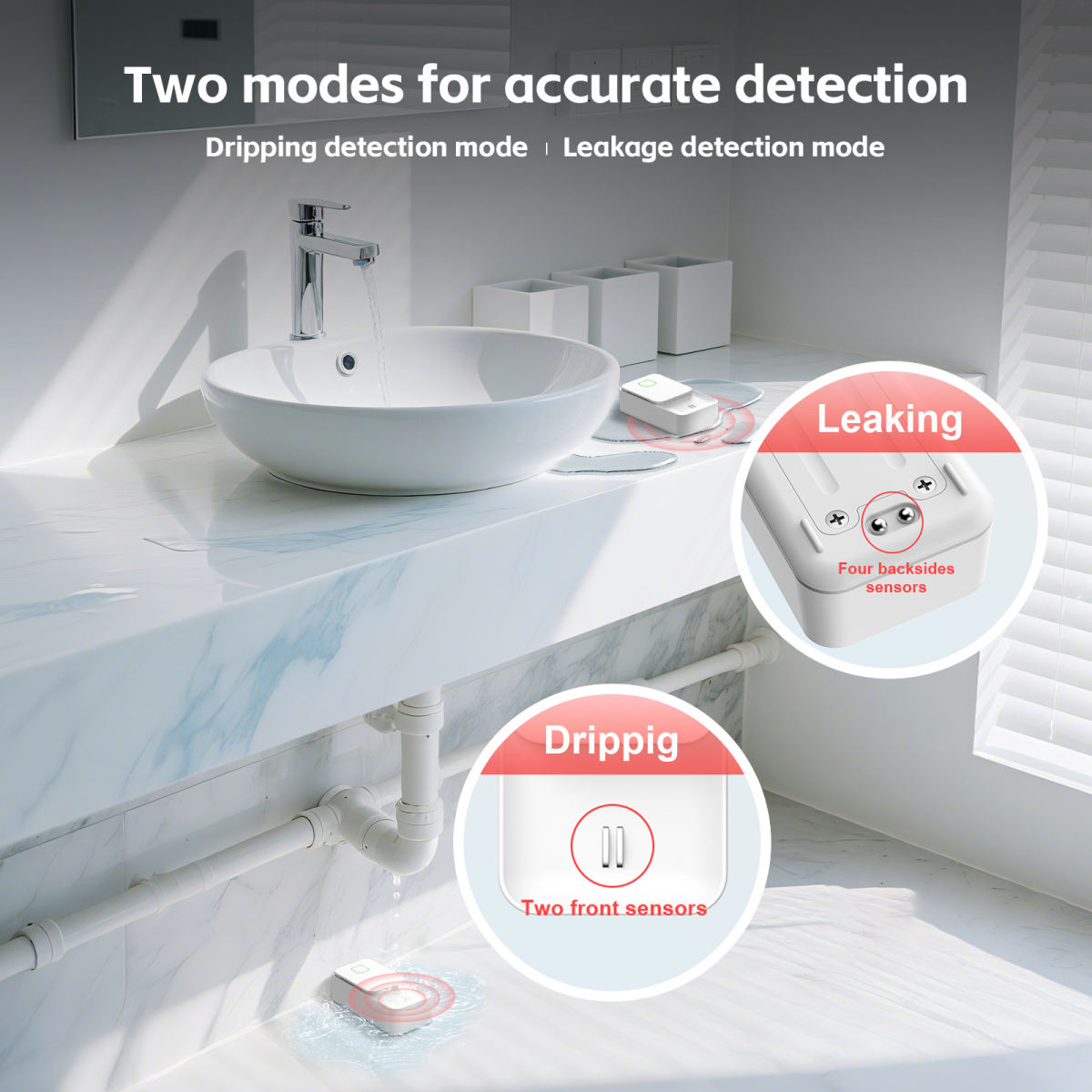 Immersion Sensor Remote Smart Home Wi-Fi Leak Alarm Double-sided Water Level Sensor Detector