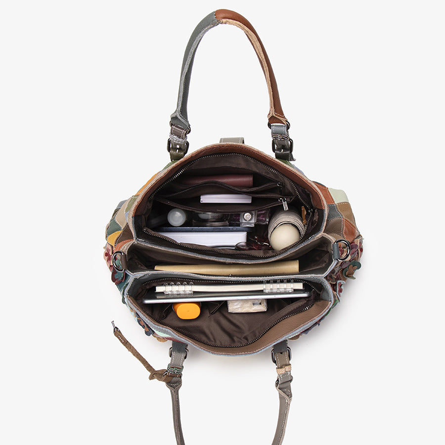 High-fashion Patchwork Floral One-shoulder Crossbody Bag For Women