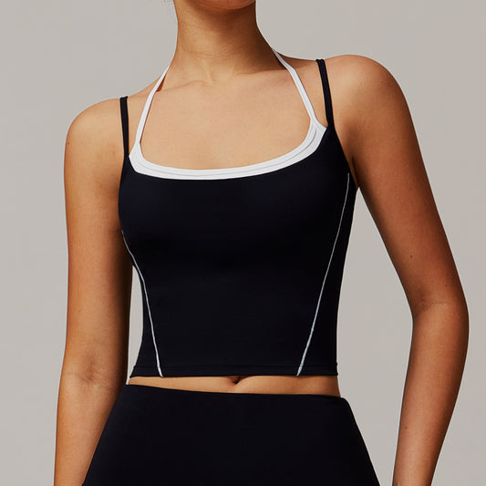 Fake Two-piece Halter Beauty Back Yoga Vest High Strength