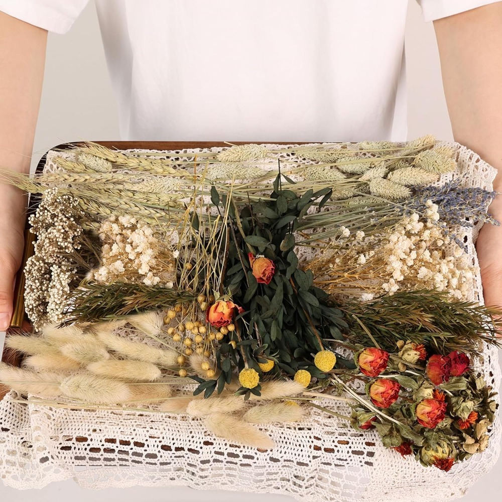 160-Piece Mini Dried Flowers DIY Set For Decorations, Crafts, & Gifts—Party Supplies Set