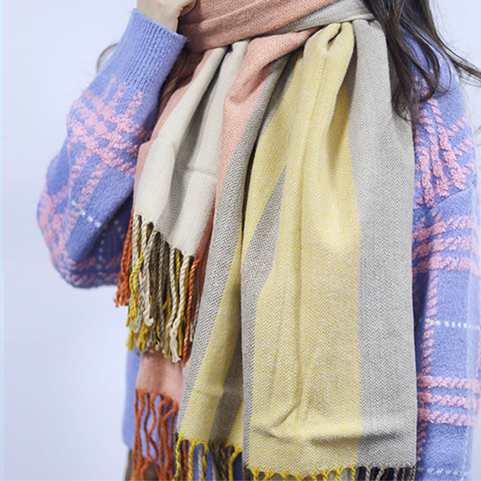 20 Wool Scarf Shawl Winter Warm Neck Scarf Shawl Fashion Stripe Women Gift AU