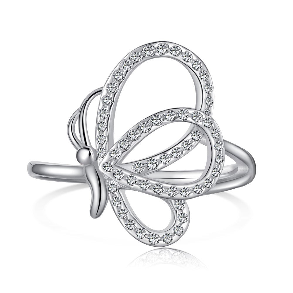 Japanese And Korean Light Luxury S925 Sterling Silver Ring Female Zircon Inlaid High Sense