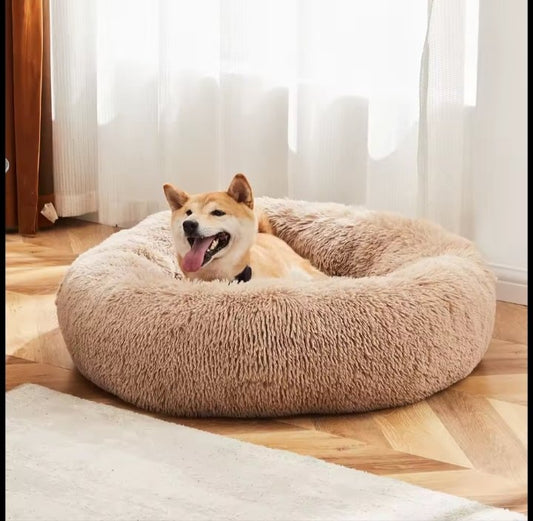 Anti Anxiety Calming Pet Bed Washable Plush Donut Dog Bed