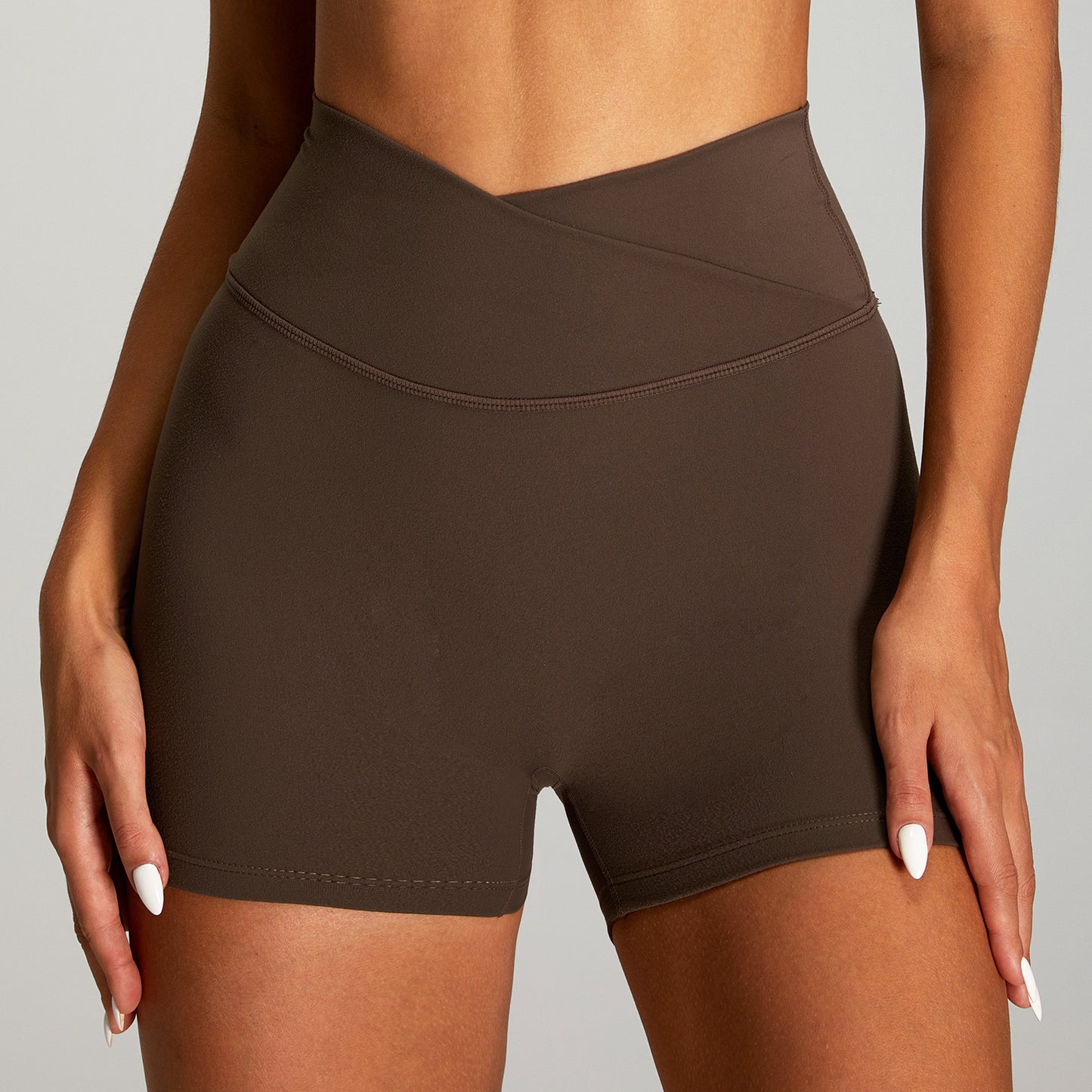 Nude Feel Cross High Waist Yoga Shorts Women's Tight Sports And Fitness Shorts