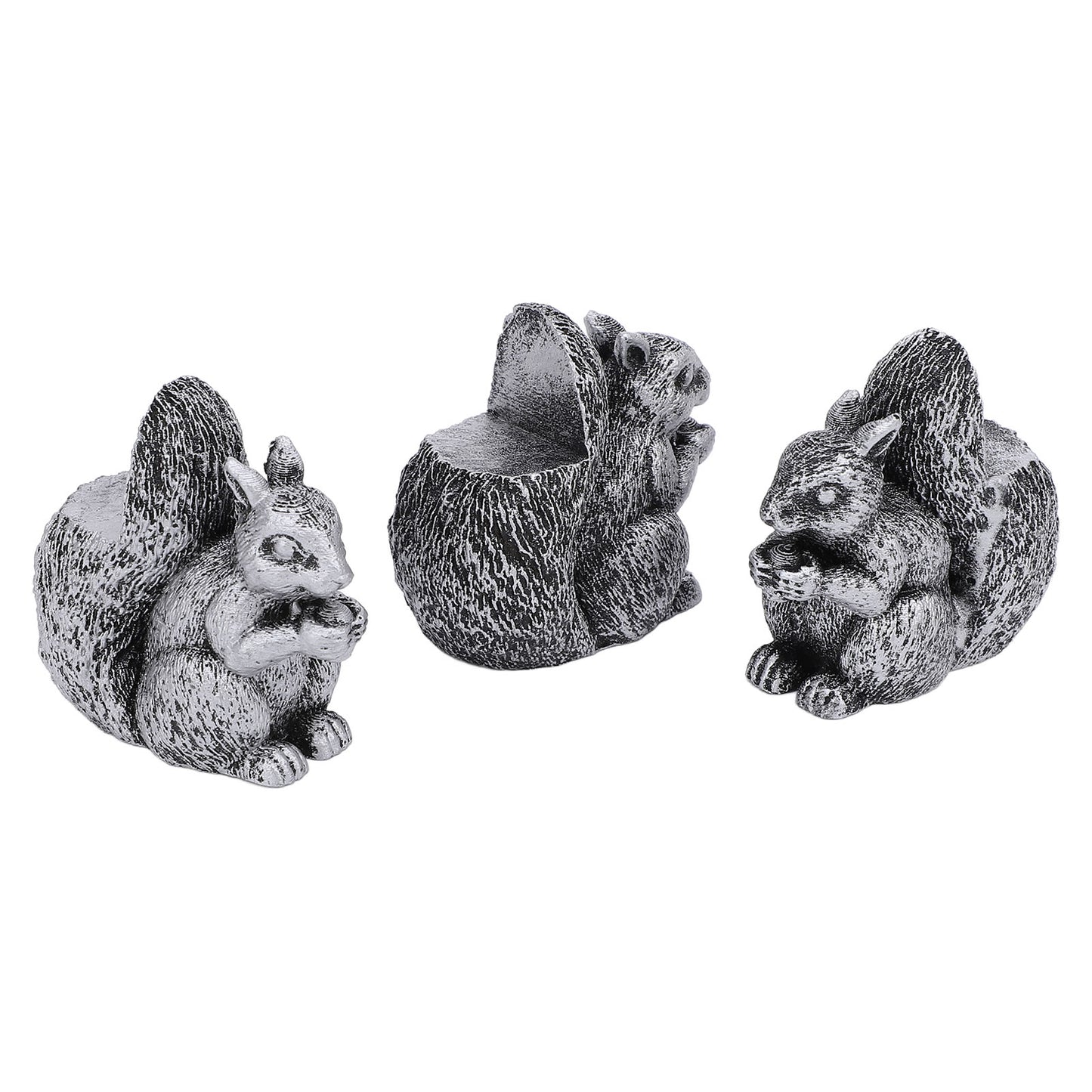 3PCS Flower Pot Decorative Feet Resin Animal Statue Plant Pot Support Feet Planter Riser For Outdoor Garden Squirrel