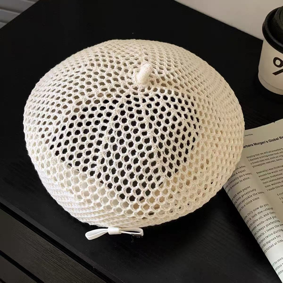 New Hollow-out Woven Beret For Women Summer Style