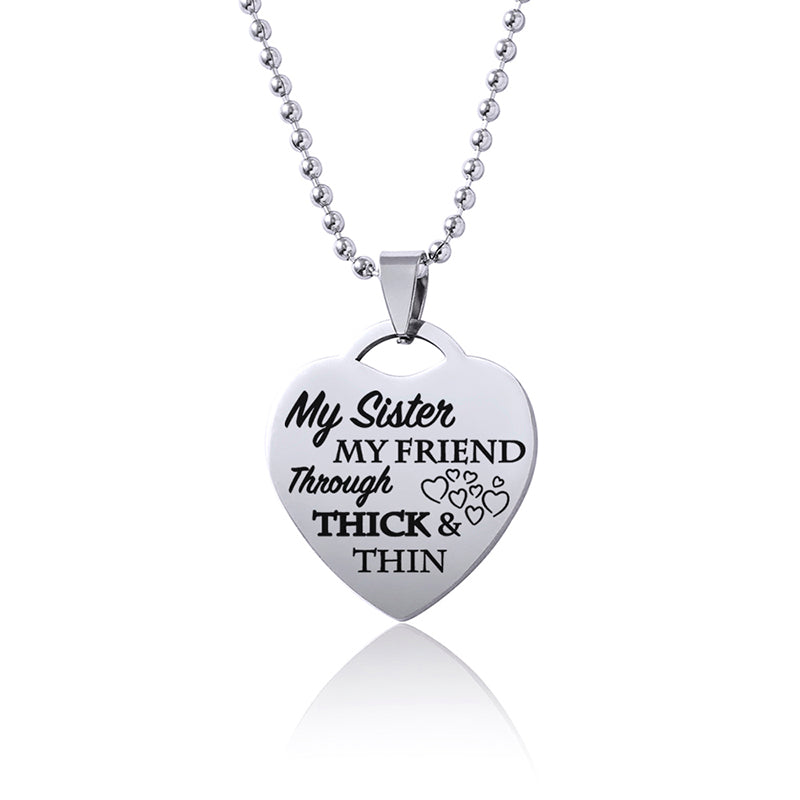 Sisters Heart Pendant Necklace For Women Girls Best Friends