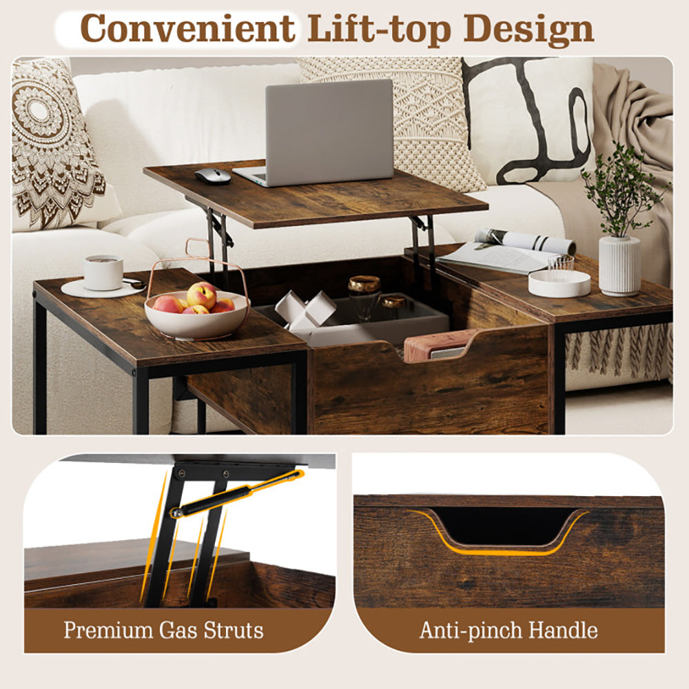 Lift Top Coffee Table Modern Center Table With Hidden Storage Compartment With Anti-slip Feet For Living Room, Reception Room Or Office