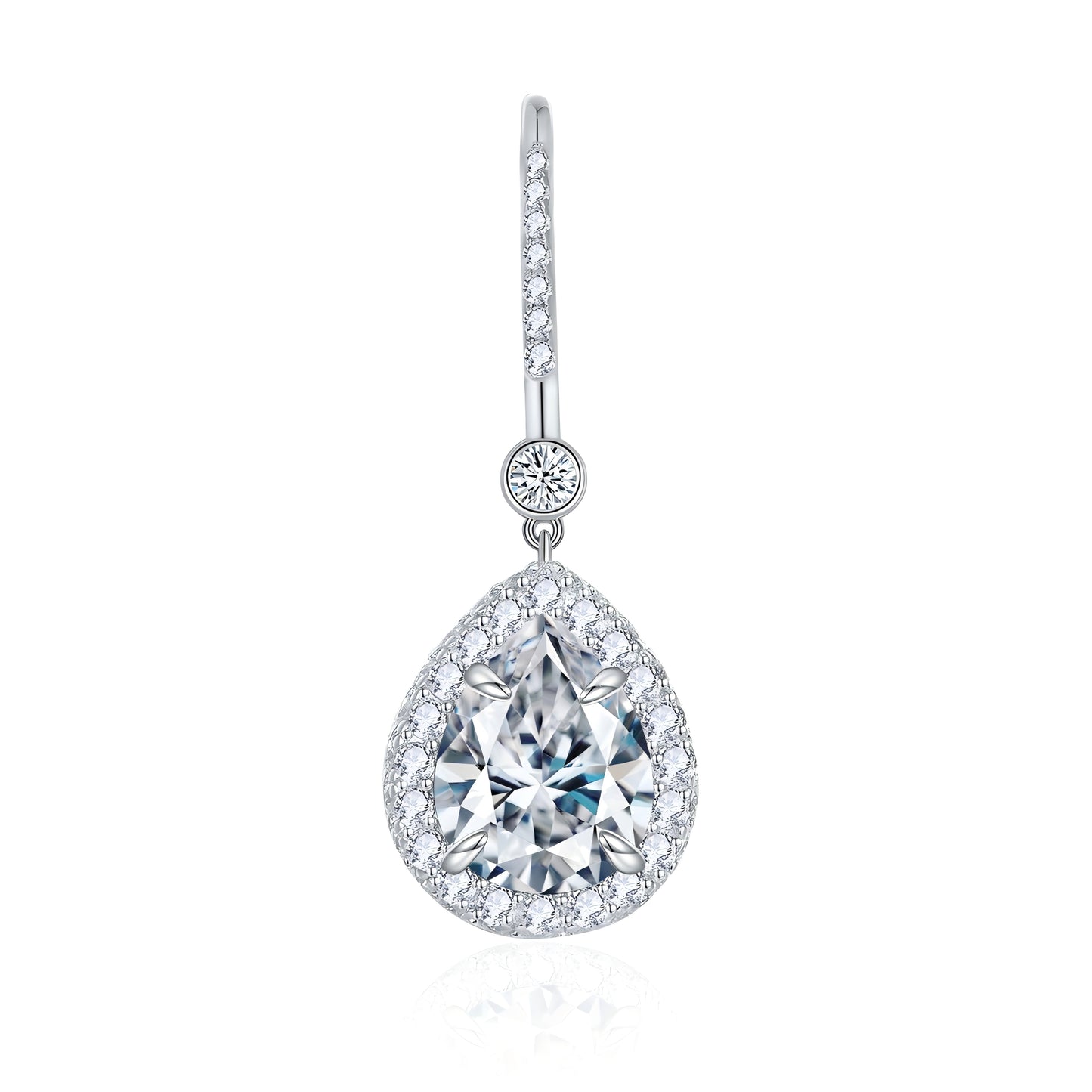 S925 Sterling Silver 7x9mm Pear Cut Moissanite Dangle Earrings  Teardrop Halo Hook Drop Earrings With GRA Certificate Platinum Plated Jewelry Gift Box Set For Women