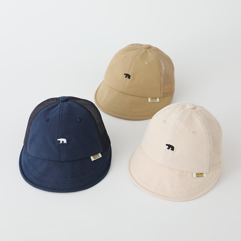 New Children's Mesh Simple Bear Embroidered Baseball Cap - Cute And Fresh Style Baby Breathable Sun Hat