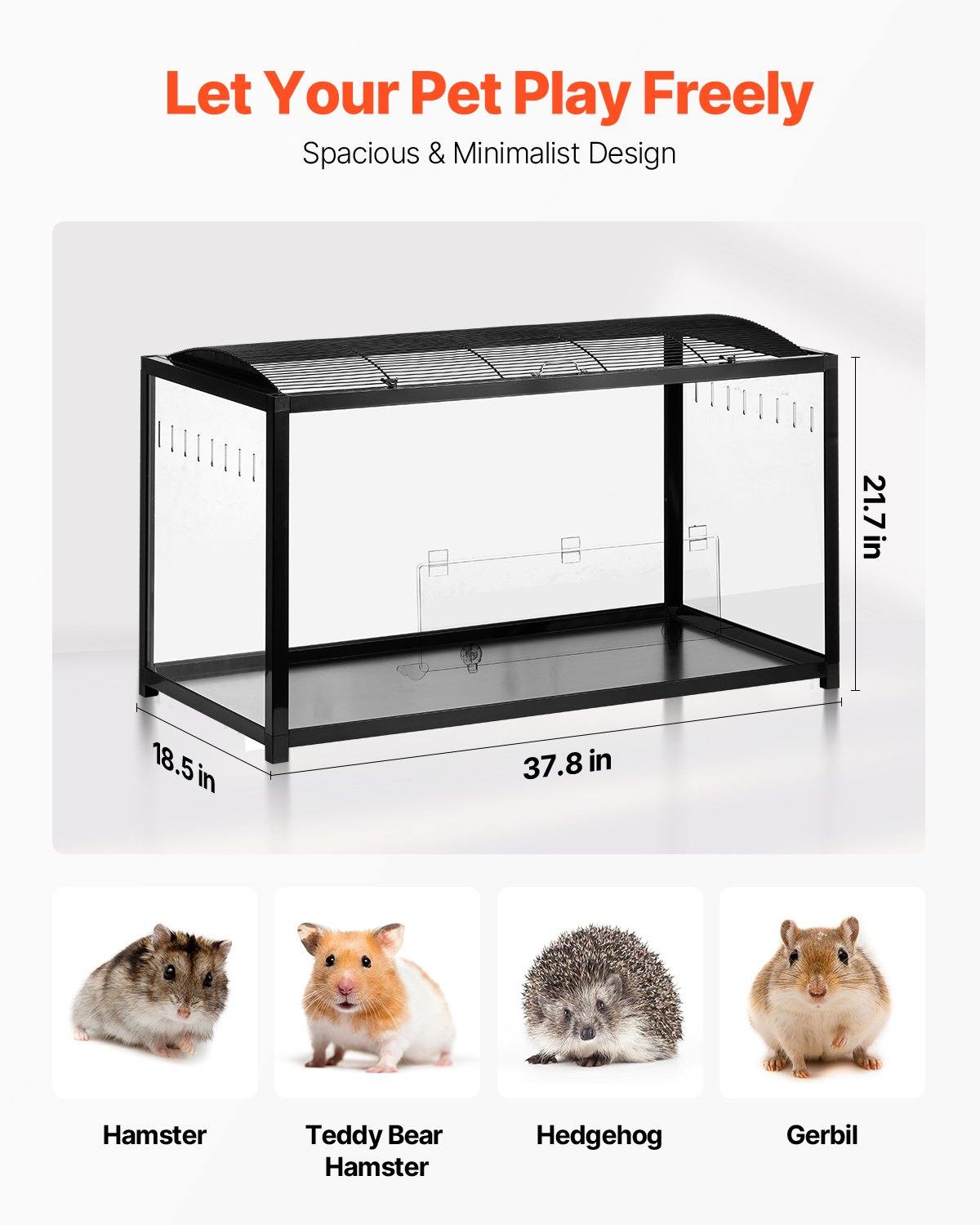 Hamster Cage Habitat 37.8in Clear Pet Rodent Gerbil Mice Small Animal House