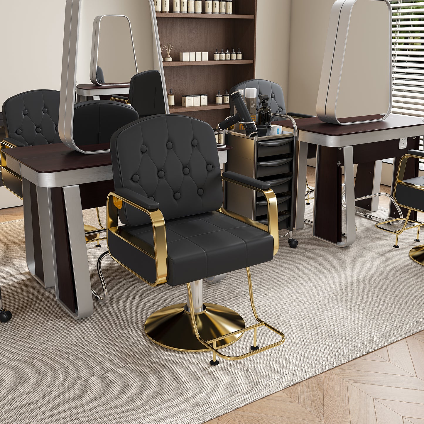 Hydraulic Salon Chair 360  Swivel - Professional Barber Stylist Chair With Pump  Non-Tilting Hairdressing Chair For Salon Tattoo Spa  Black Gold Stylist Equipment  Single Pack
