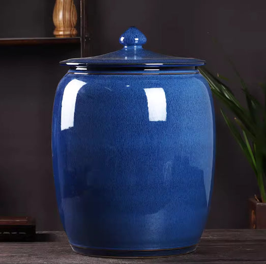 Ceramic Tea Storage Jar Rice Container Household Moisture-Proof Sealed Flour Bin