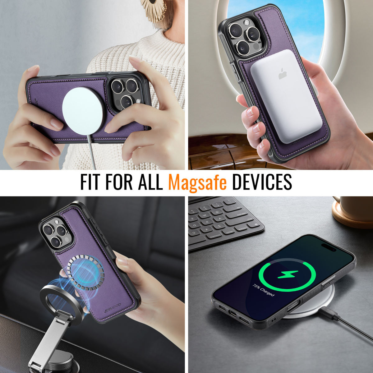 Wireless-charging Magnetic Detachable Phone Case With Anti-theft Card Holder