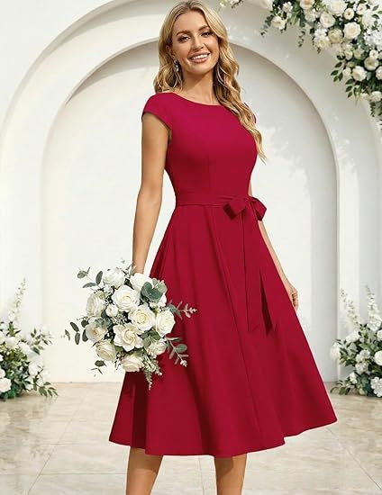 Womens Retro Tea Party Mid-Length Dress