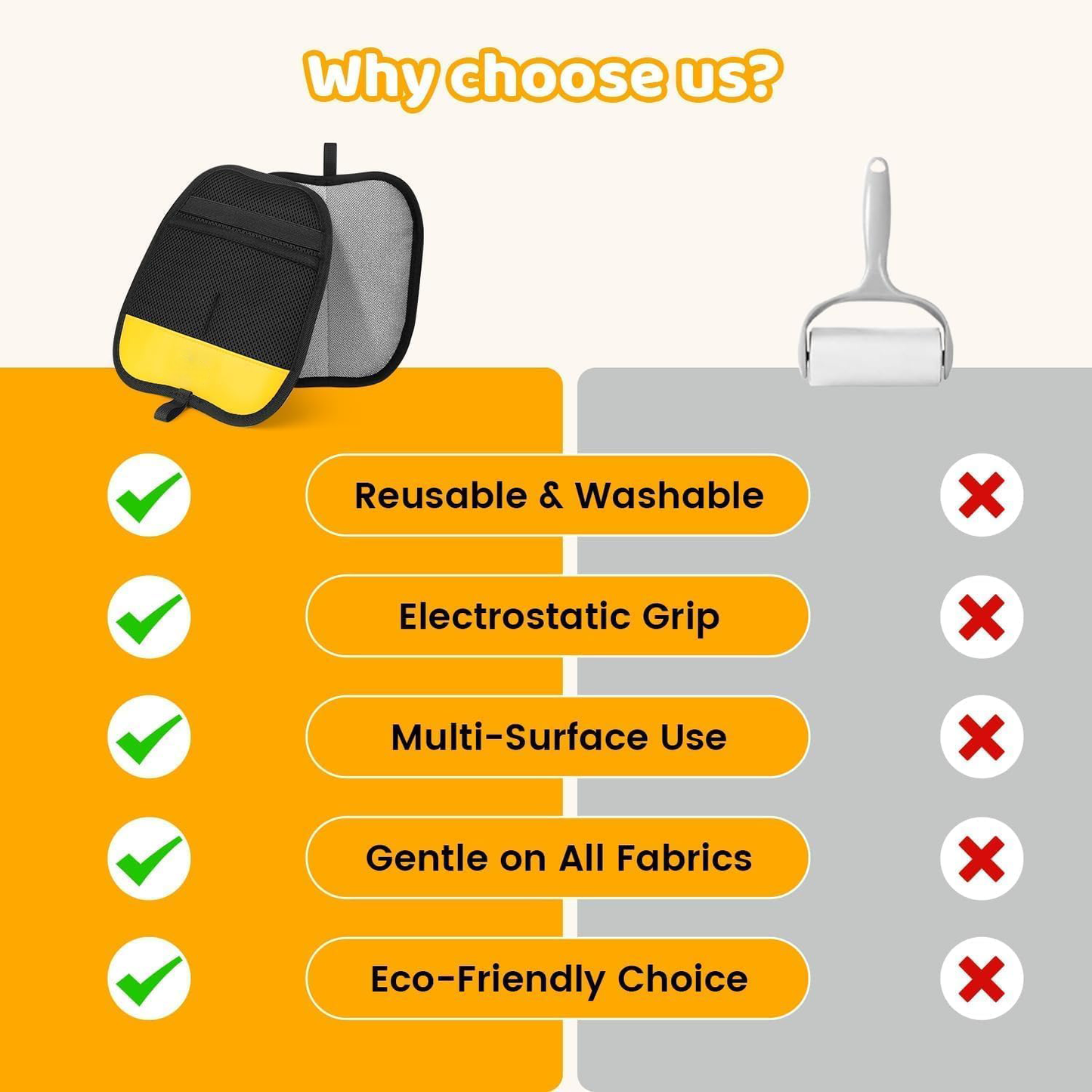 Pet Hair Removal Glove For Dogs & Cats, Upgraded Reusable Electrostatic Pet Hair Remover Glove, Magic Brush Mitt Tool For Couch, Furniture, Bed, Clothing, Carpet, Car Seat