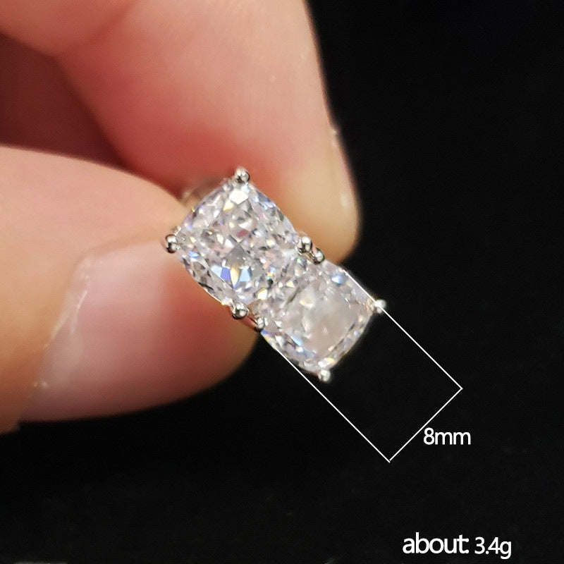 New Pillow-cut Cubic Zirconia Stud Earrings, 8x8mmsimple, Versatile, And Elegant