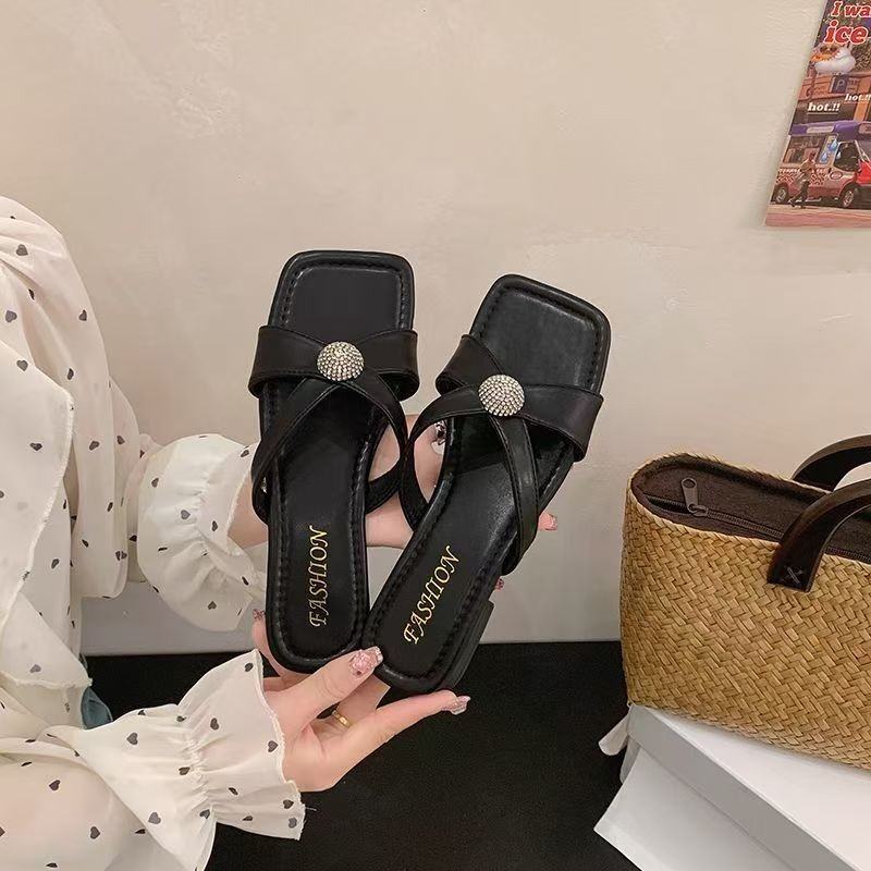 Women Fairy Style Open Toe T-Strap Flat Slide Sandals, 2026 Outdoor Beach Vacation Slippers, Elegant One Strap Shoes For Dresses