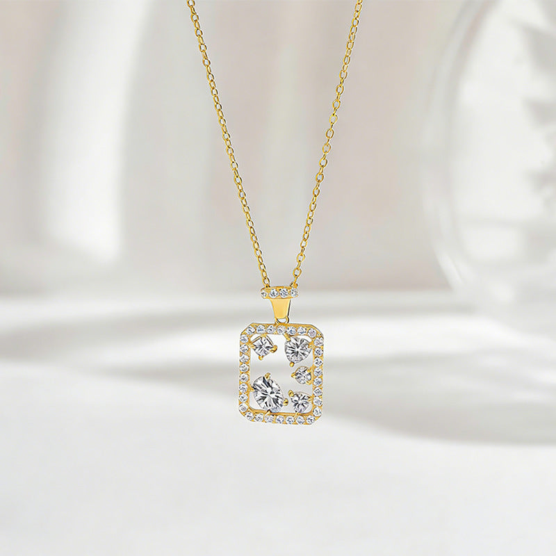 S925 Sterling Silver Geometric Rectangle Moissanite Necklace 45cm Mixed Cut D Color VVS1 GRA Certified Platinum Gold Plated Gift Box