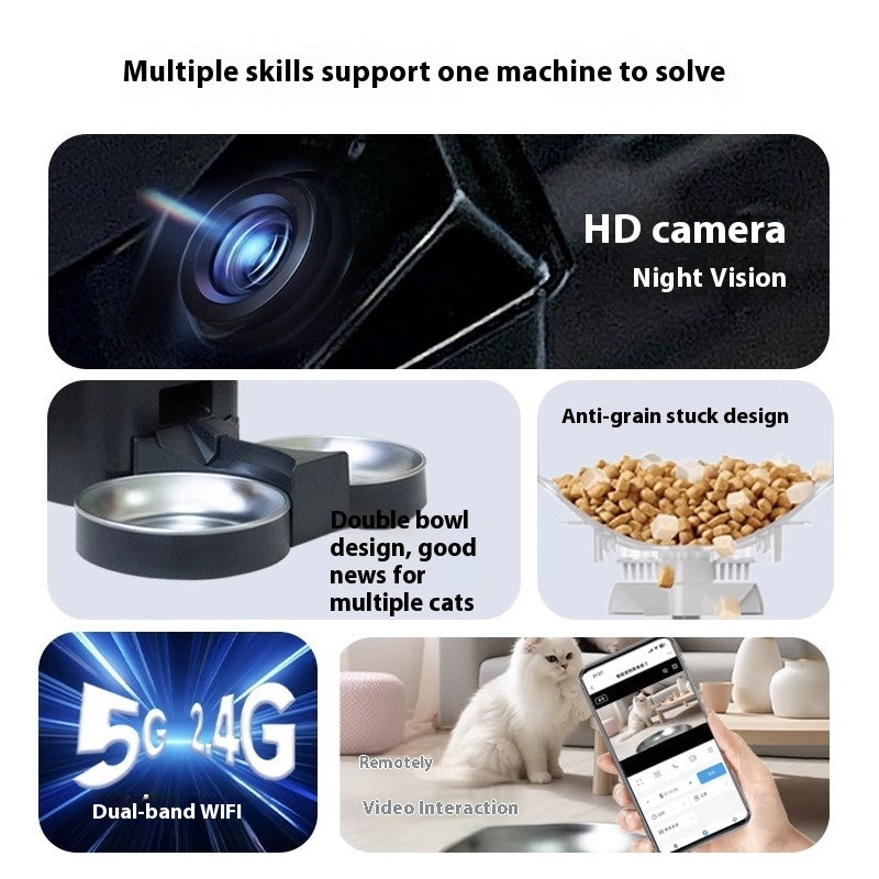 Intelligent Automatic Pet Feeder Remote Video-capable Large-capacity Feeding Machine