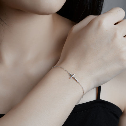 All-matching Simple Accessories S925 Sterling Silver Cross Bracelet