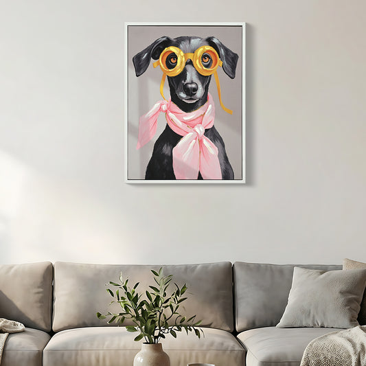 Vacation Day Puppy Wall Decor, Graphic Art Print On Wrapped Canvas Contemporary,Ready To Hang,Living Room,Bedroom Office, 16 X12