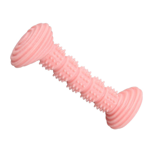 Dog Rubber Chew Toys Cute Bone Shape Teeth Cleaning And Grinding Soft Puppy Teething Chew Toys For Small Medium Dogs Pink