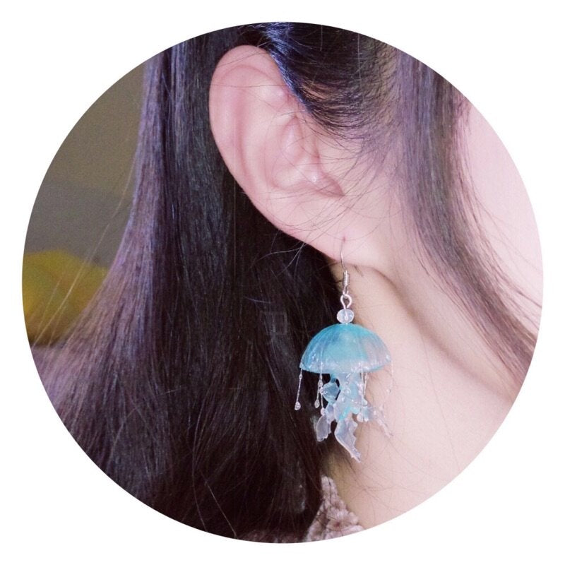 Niche Design New-style Sea Moon Jellyfish Earrings