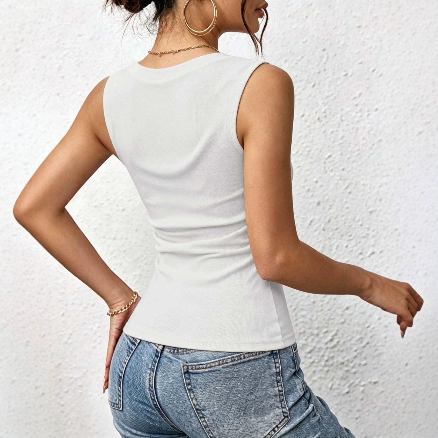 Summer New Square-neck Vest Slim-fit Sleeveless Top