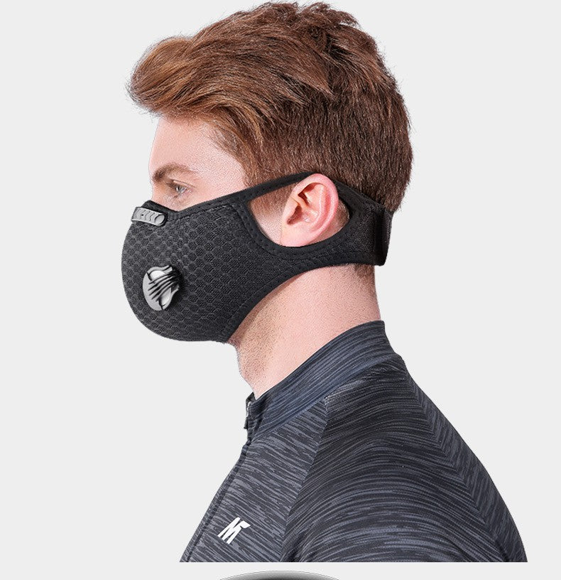Sport Cycling Face Mask With Active Carbon Filter Breathing Valves Washable